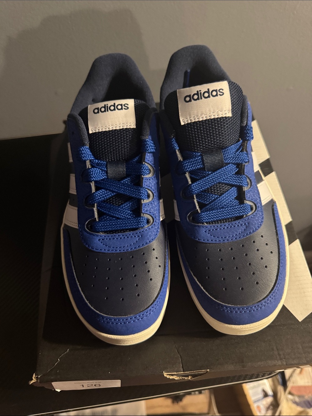 adidas Kids Black and Royal Blue Low-Top Breakbase J Sneakers